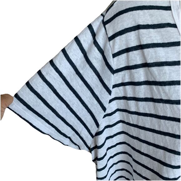 Old Navy Linen Blend Henley Shirt Women's Striped V-Neck Short Sleeve White 3X - Picture 10 of 12